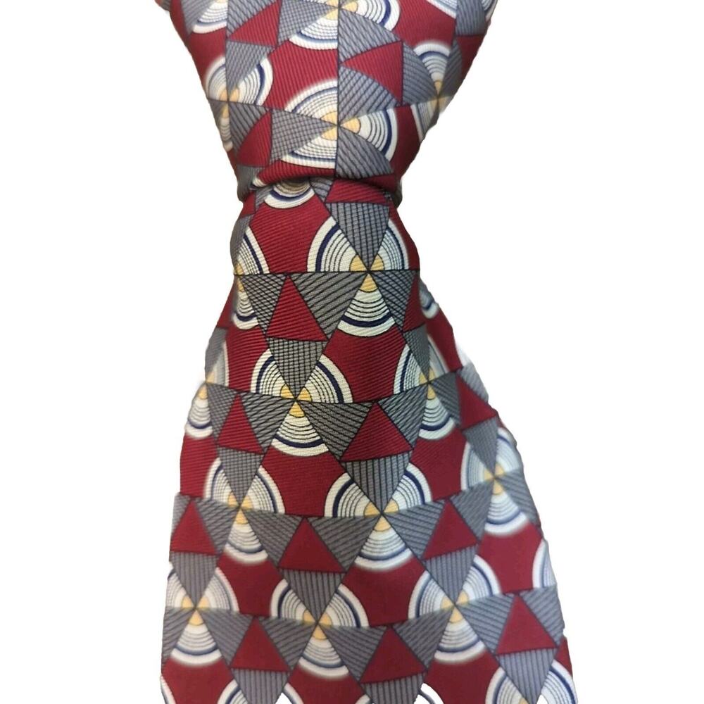 Robert Talbott Hand Sewn Mens Silk Tie Red, Gray&Gold 59 " X 3.75" - Picture 5 of 5